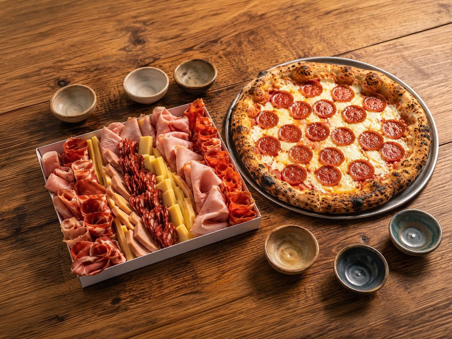Picada premium Los Bosios + pizza peperoni