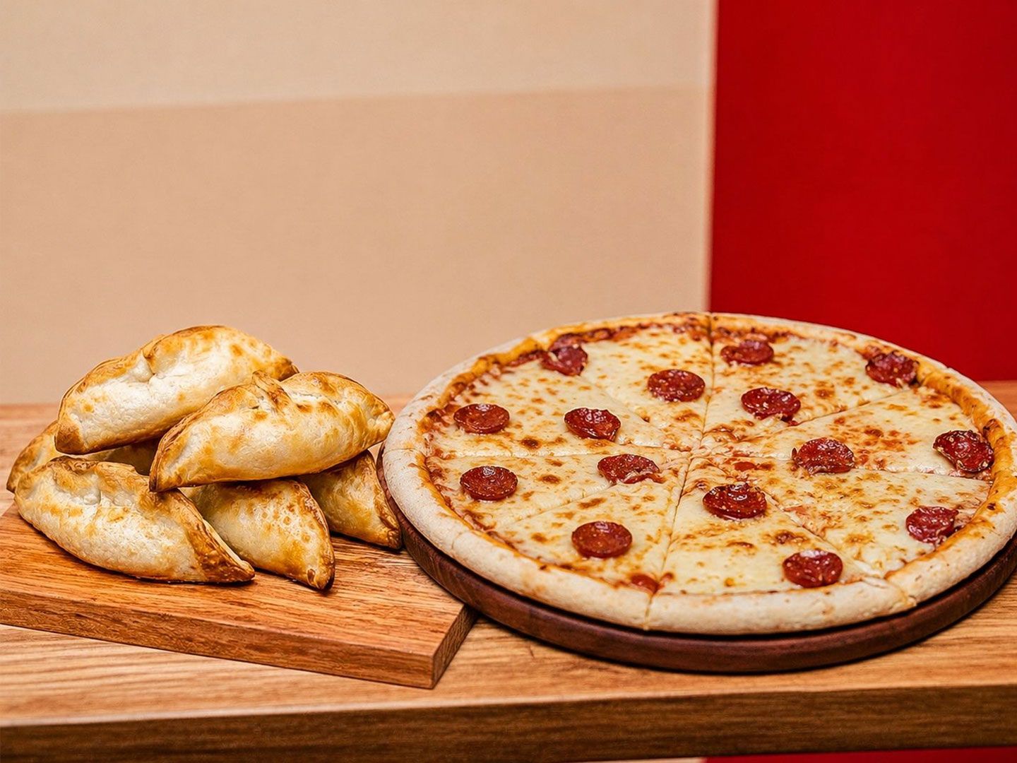 1 pizza a elección + 6 empanadas