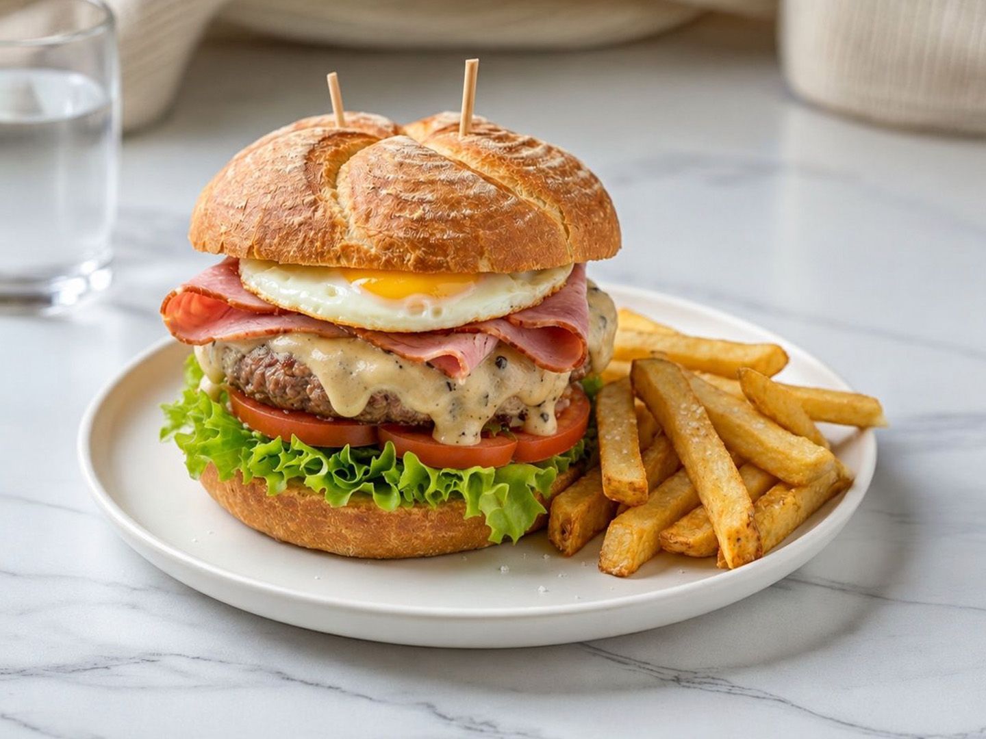Hamburguesa bacan simple+papas