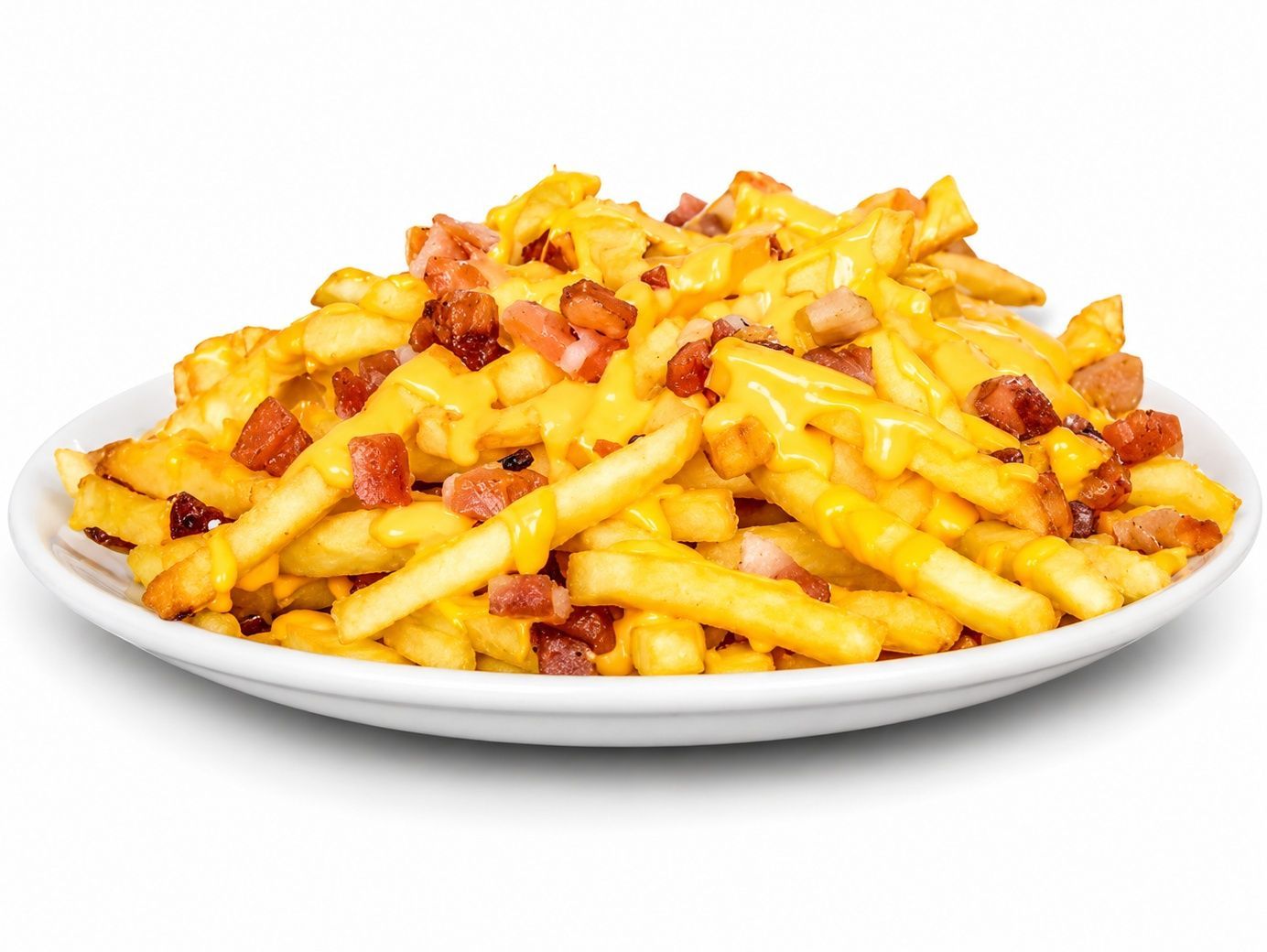 Papas con cheddar y bacon