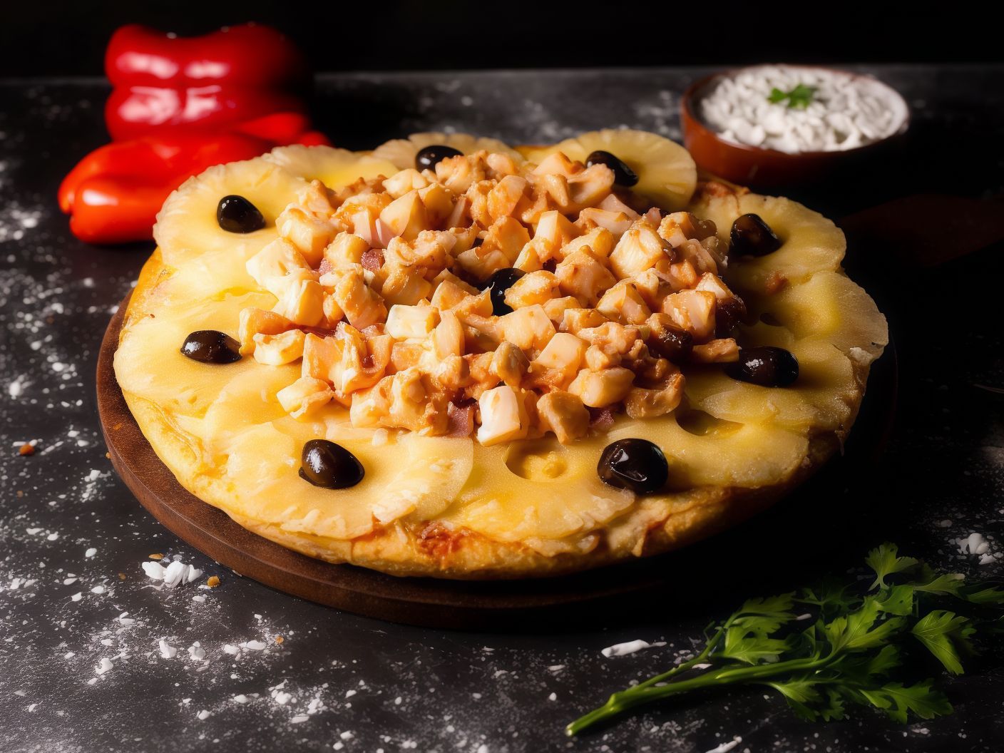 Pizza de ananá y palmitos (8p)