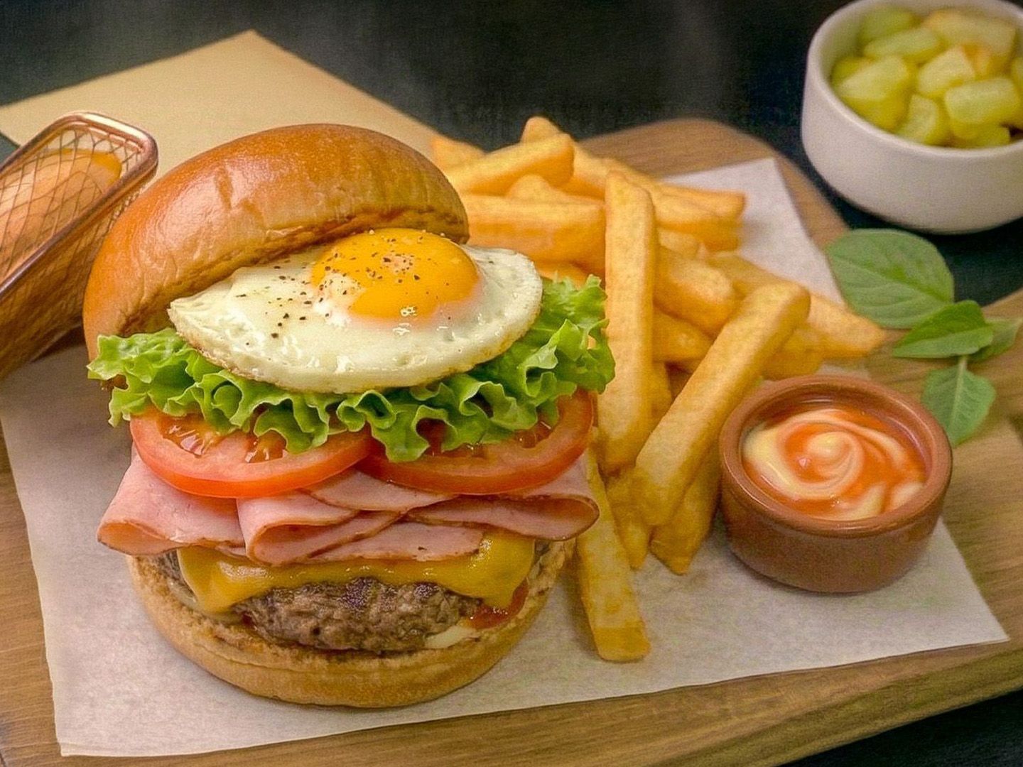 2x hamburguesas completas + fritas