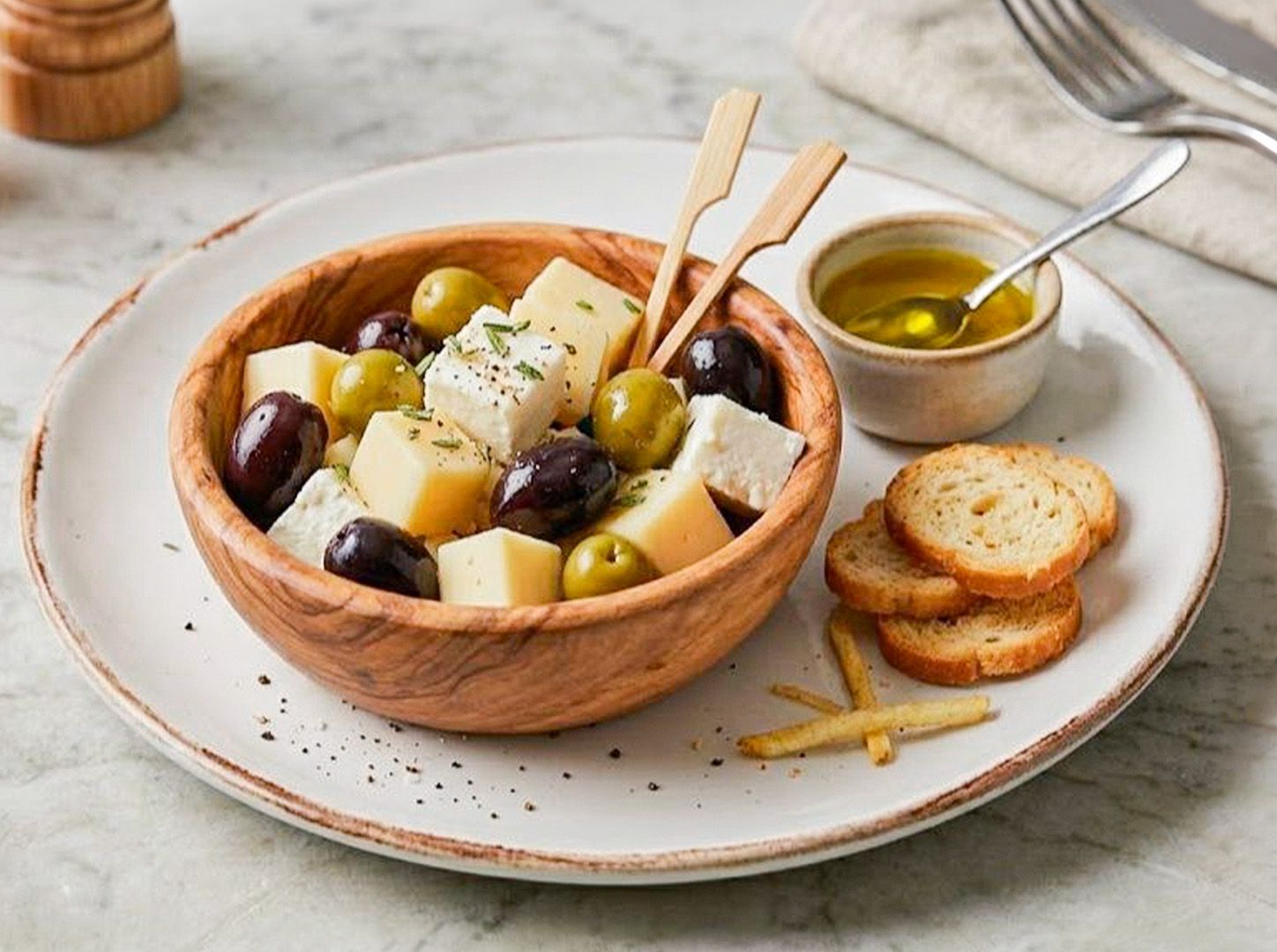 Queso y aceitunas