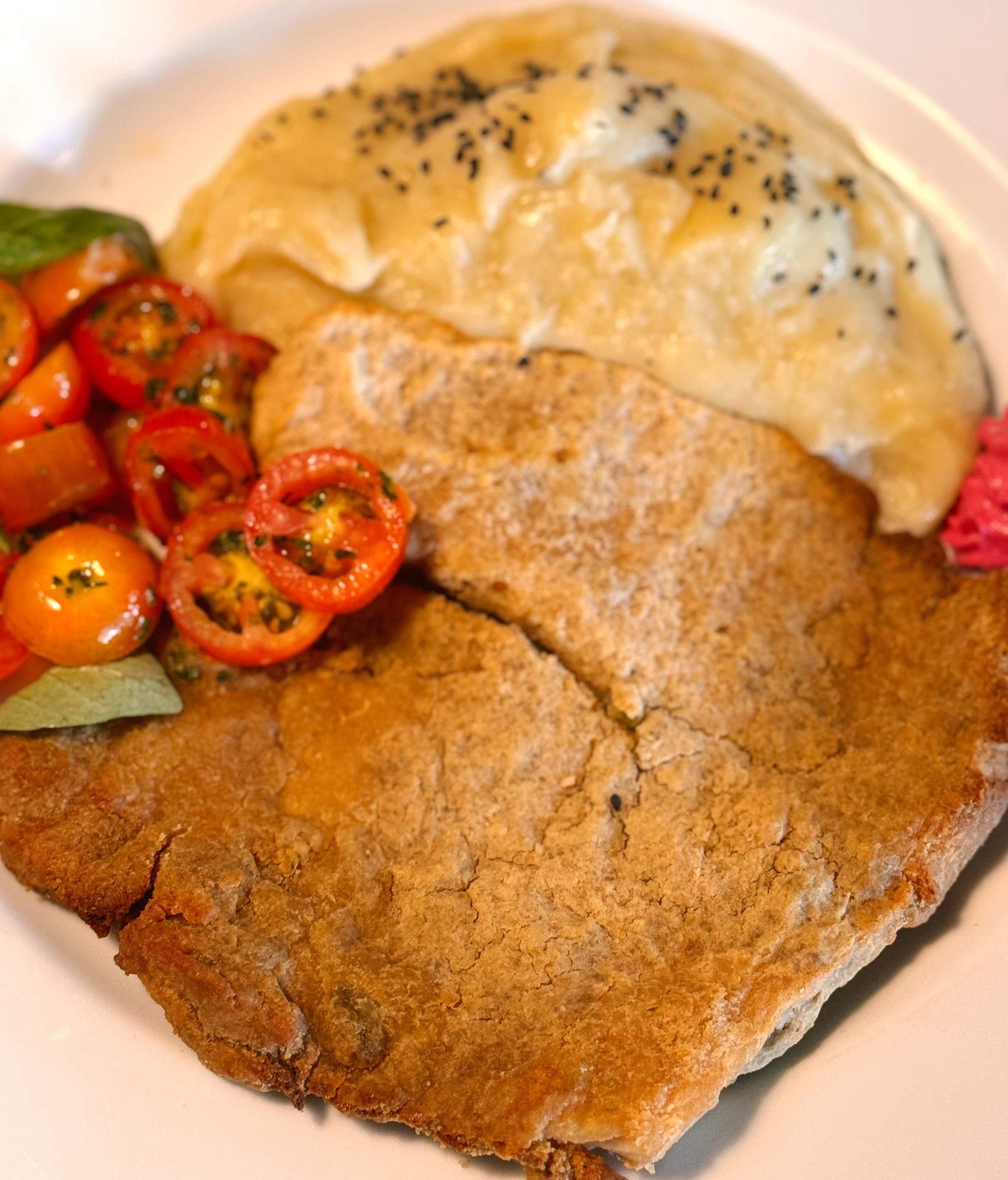 Milanesa de pollo con puré