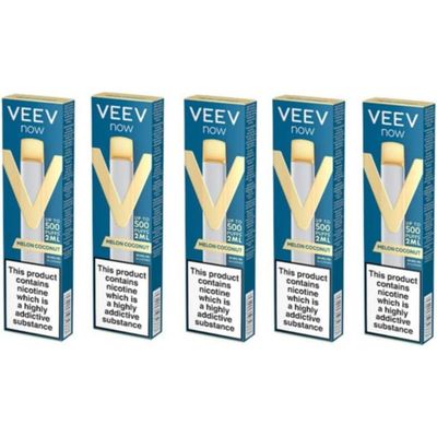 Vaporizador Veev Now Melon Coconut 500 Puffs 5 Unidades