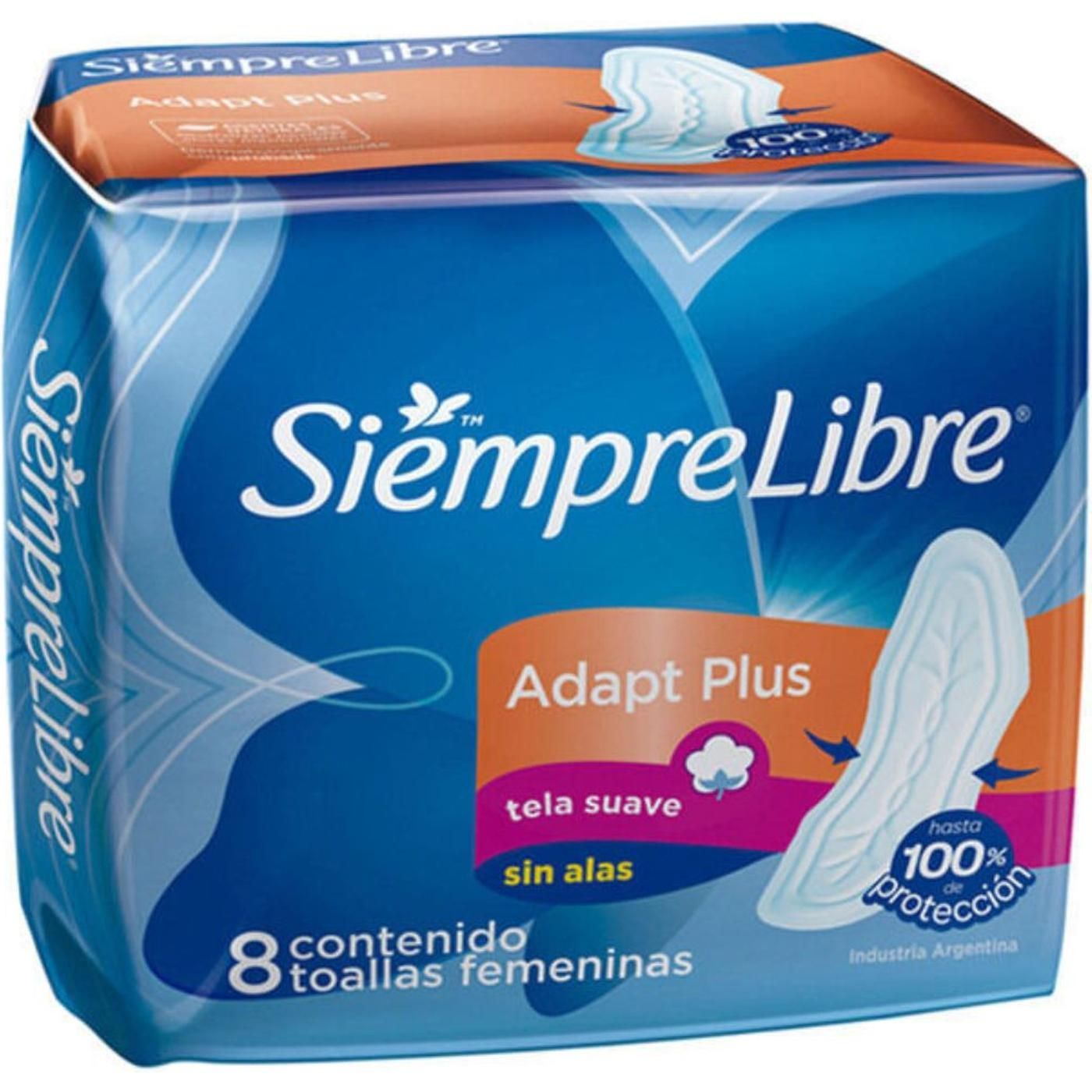 Toallas Femeninas Siempre Libre Adapt Plus Suave Sin Alas 8 Unidades