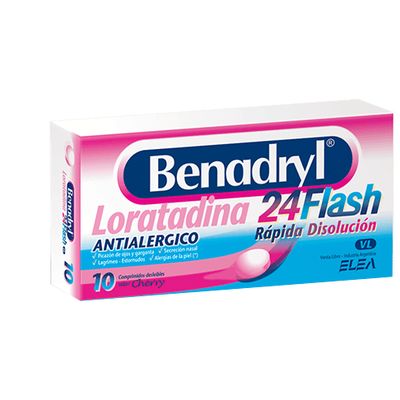 Antialérgicos 24 Flash Benadryl 10 Unidades