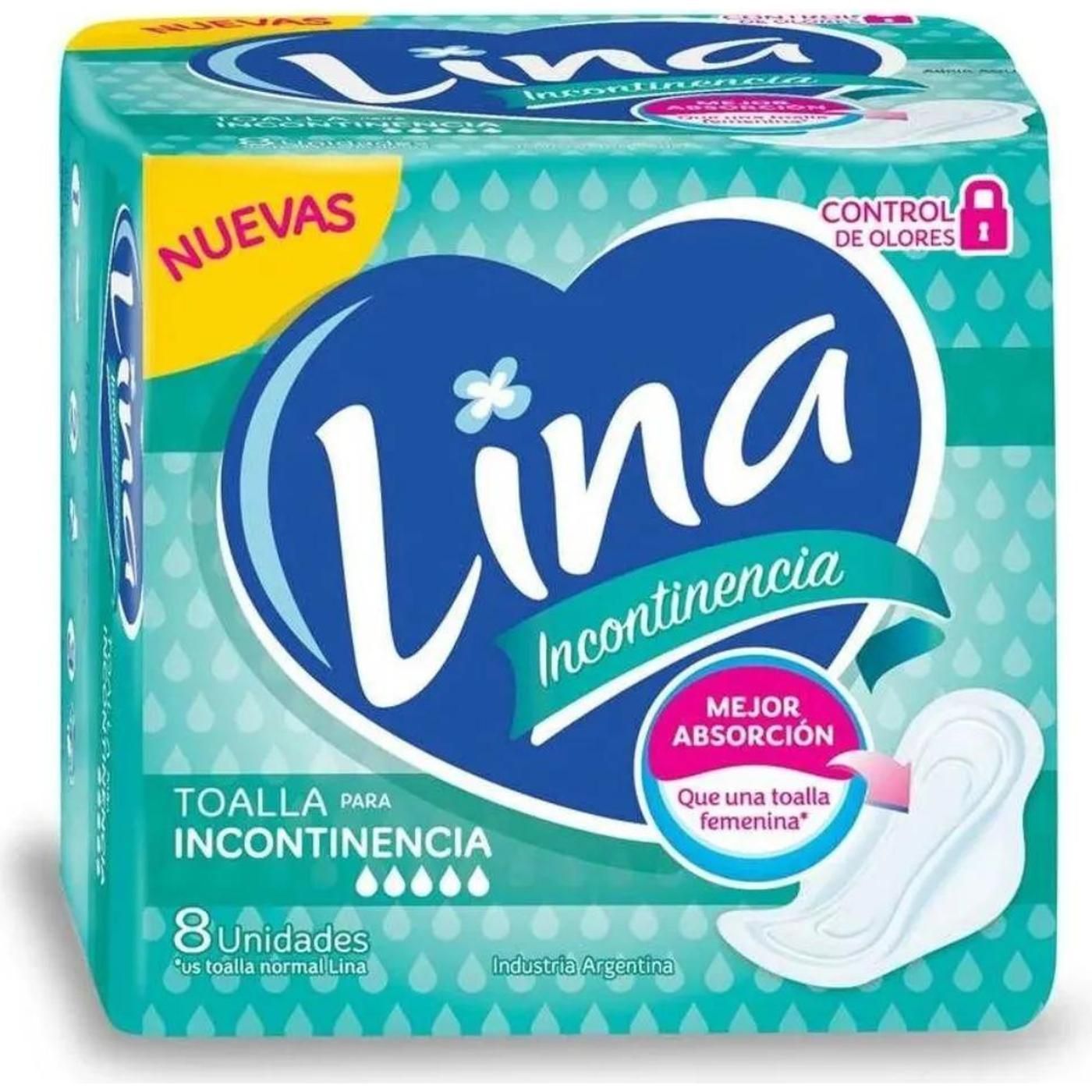 Toalla Para Incontinencia Lina Con Alas 8 Unidades