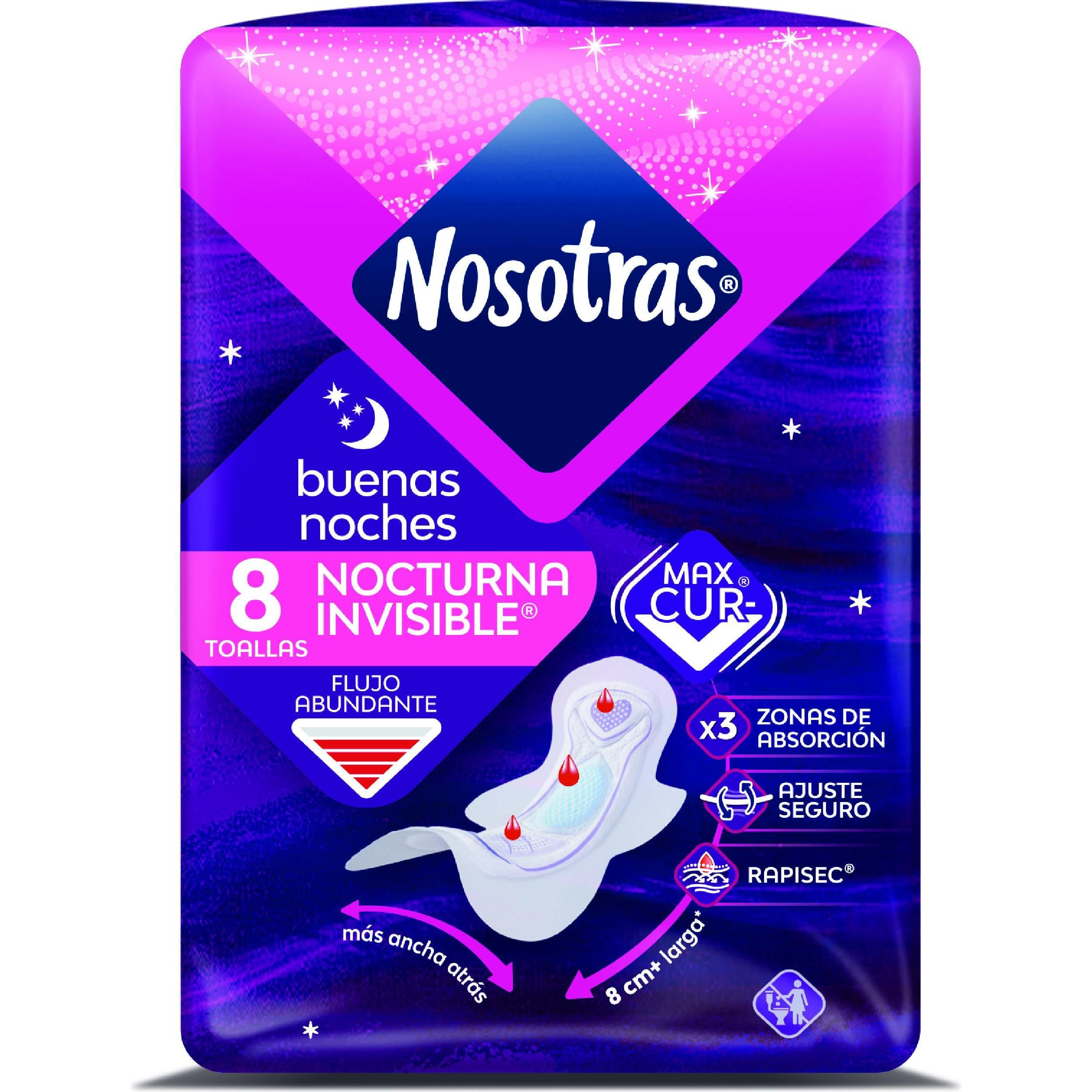 Toallas Sanitarias Nosotras Buenas Noches Invisible 8 Unidades