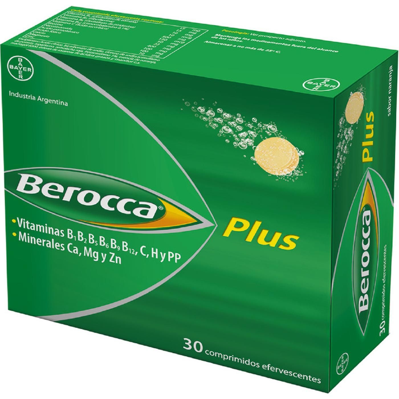 Berocca Plus Comprimidos Efervescentes (Acido Ascorbico (Vitamina C),Acido Folico (Vitamina B9),Biotina (Vitamina H),Carbonato De Calcio,Cianocobalamina (Vitamina B12),Magnesio Carbonato,Magnesio Sulfato,Nicotinamida (Vitamina B3),Calcio Pa