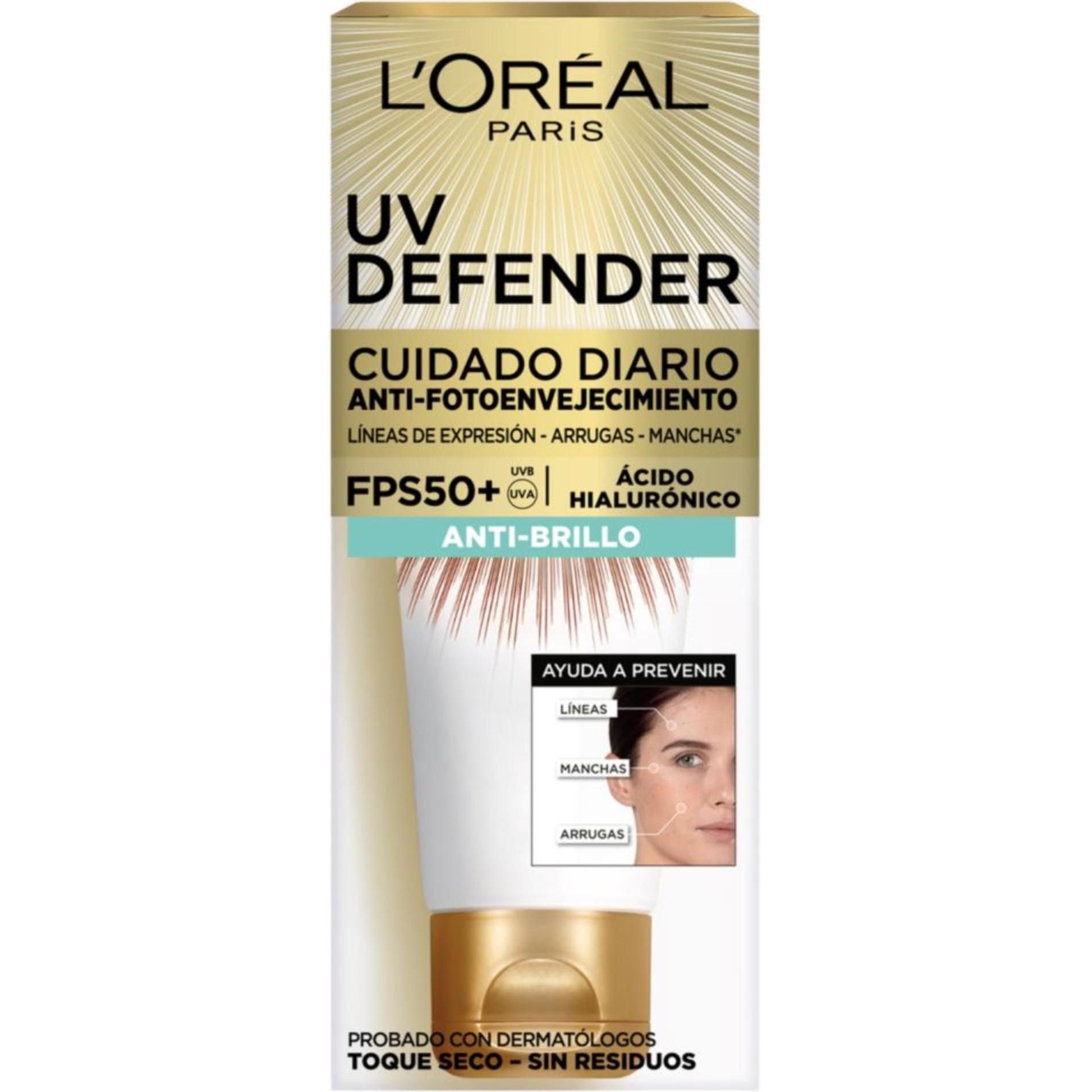 Protector Solar L'Oréal Paris Uv Defender Anti Brillo Fps 50 40 g