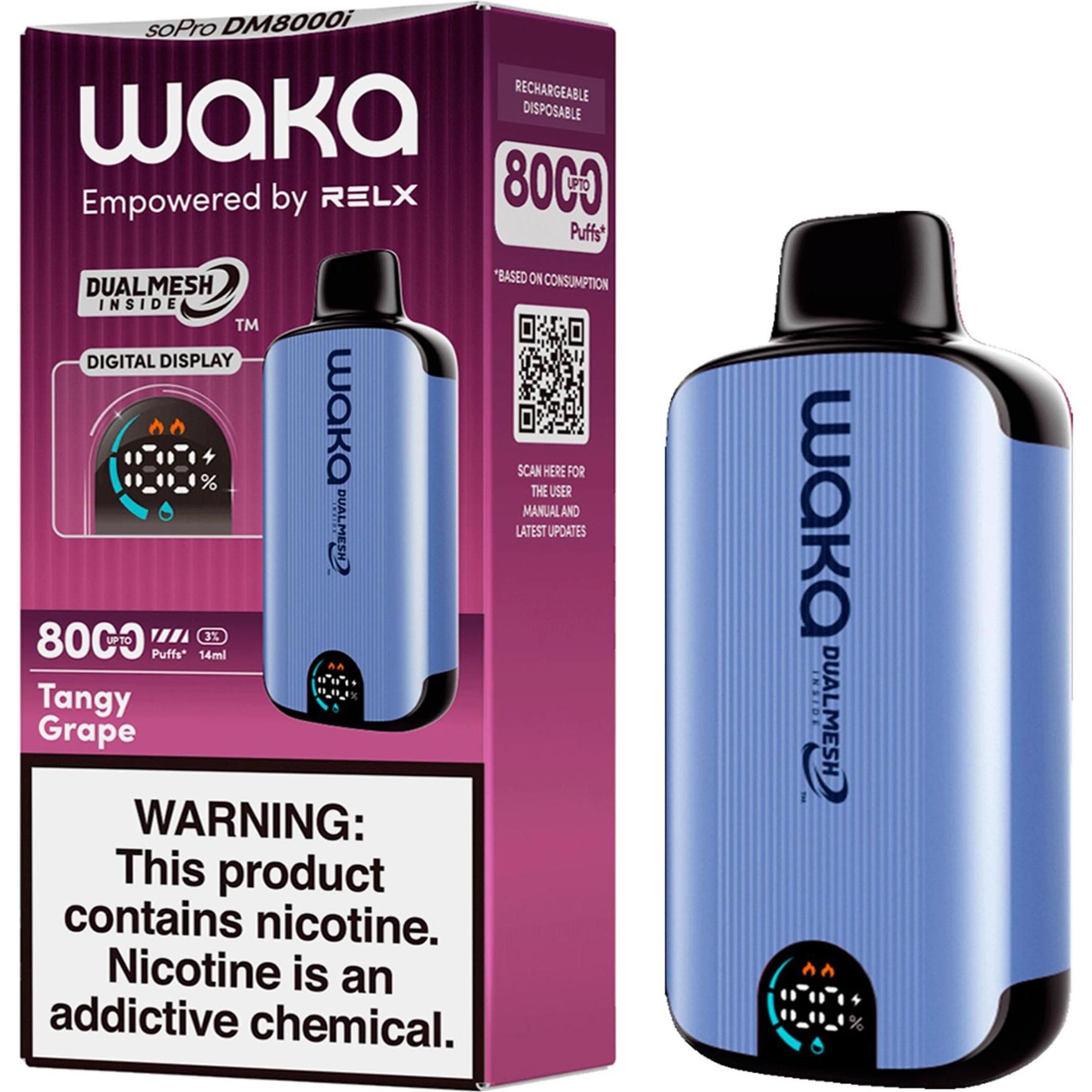 Vape Waka Dual Mesh Tangy Grape 8000 Puffs 1 Unidad