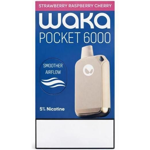 Vaporizador Waka Pocket Strawberry Raspberry Cherry 6000 Puffs 5 De Nicotina 1 Unidad