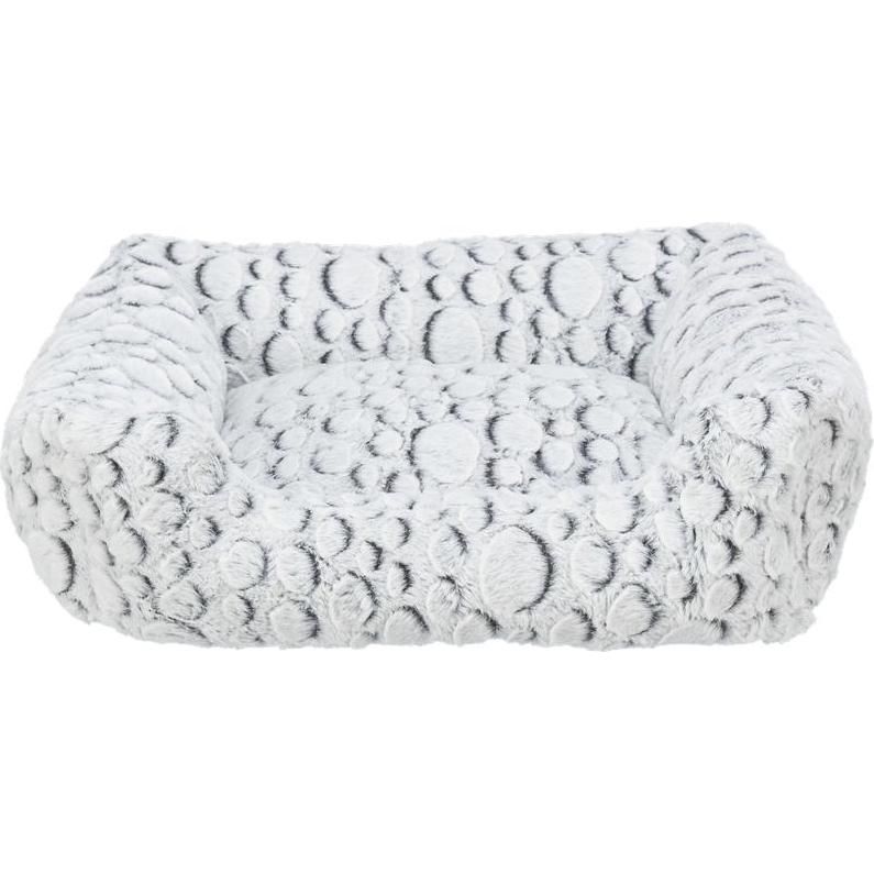 Mila Bed, square, plush, 50 x 40 cm, white-grey